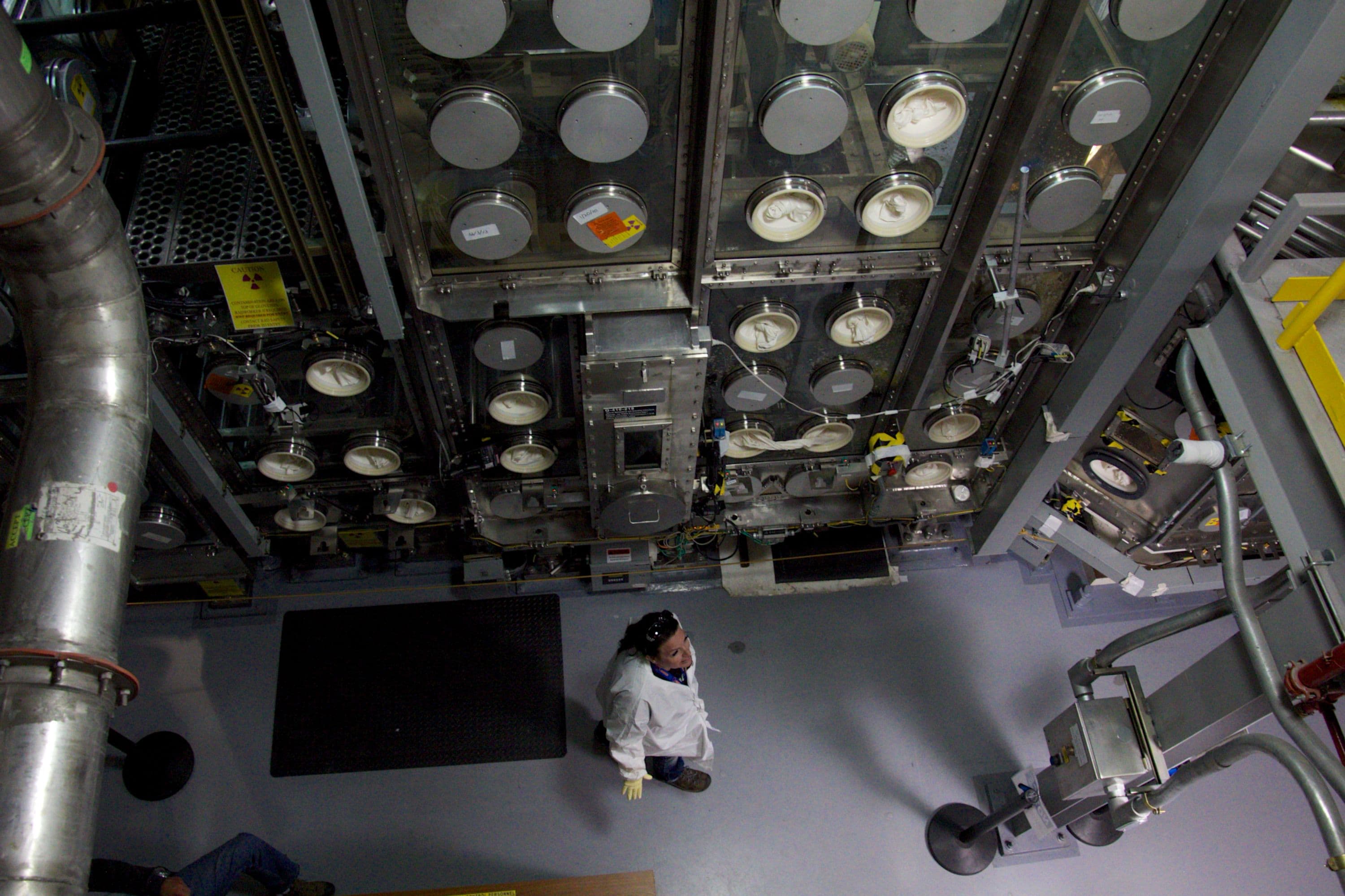 A glovebox at the Advanced Mixed Waste Treatment Project